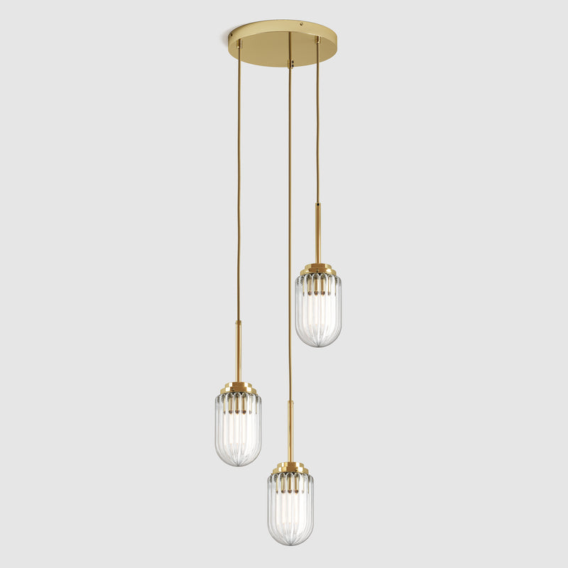 Ceiling lighting feature-Ship Light - Polished Brass, 3 Drop Cluster-Polished Brass-Rothschild & Bickers