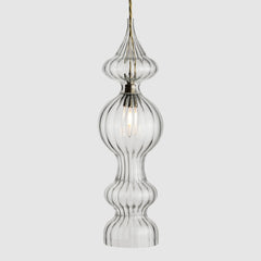 Ornate clear glass lights-Spindle Pendant 4 Bubble-Antique Brass-Rothschild & Bickers