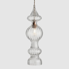 Ornate clear glass lights-Spindle Pendant 4 Bubble-Polished Copper-Rothschild & Bickers