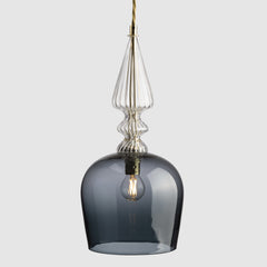 Ornate glass pendant light-Spindle Shade-Grey-Rothschild & Bickers
