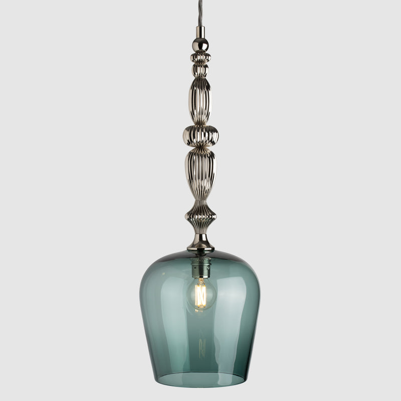 Decorative metal and glass lamps-Standing Pendant - Polished Nickel-Steel-Rothschild & Bickers