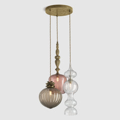 Ceiling lighting feature-Standing Mix - Warm, 3 Drop Cluster-Antique Brass-Rothschild & Bickers