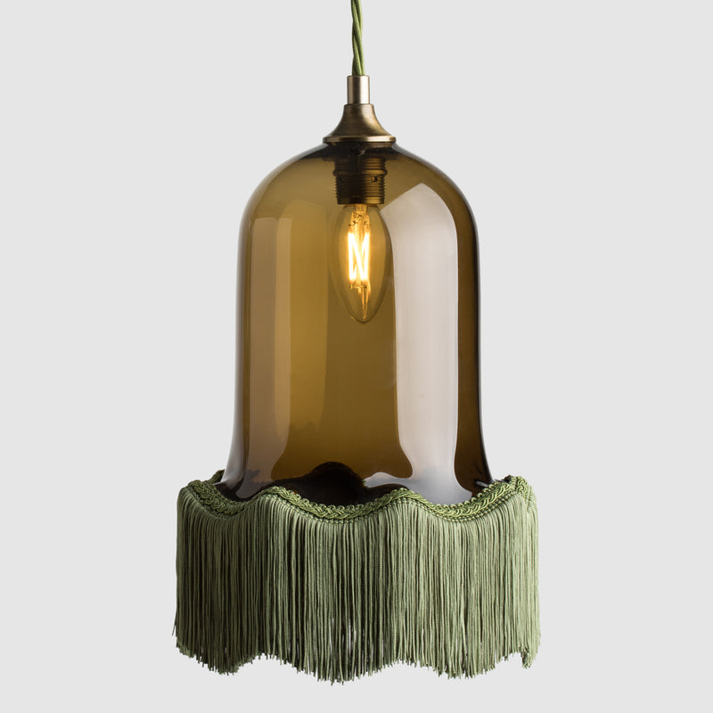 Tasseled glass lamp shade-Vintage Bell-Sargasso-Rothschild & Bickers